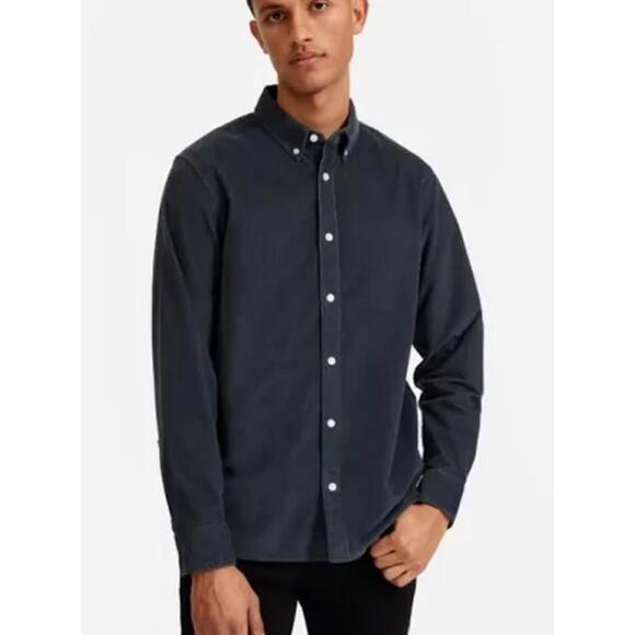 Everlane Classic Corduroy Men’s Button Up Shirt XL Graphite Grey Long Sleeve - Picture 6 of 6